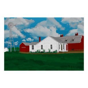 Painting of Old Farm in Michigan Poster