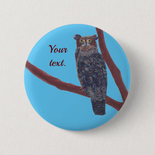 Painting of Owl Sitting in Tree, Add text, buttons