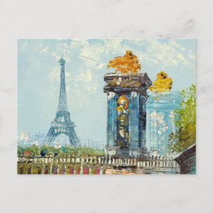 Painting Of Paris Eiffel Tower Scene Postcard
