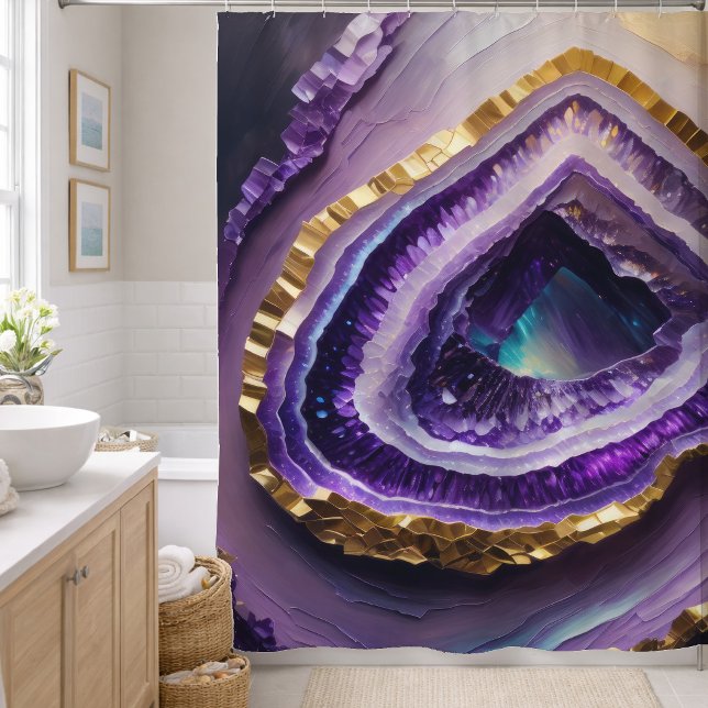 Painting of Purple Gemstone Geode Shower Curtain (Creator Uploaded)
