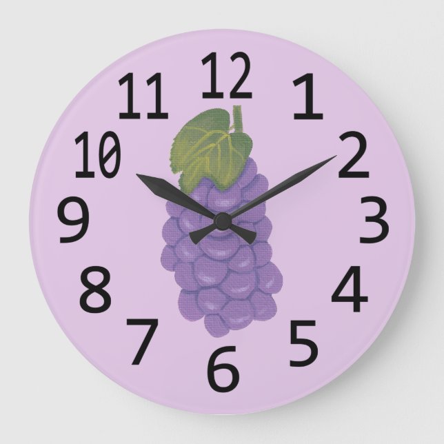 Painting of Purple Grapes on Lavender Clocks (Front)