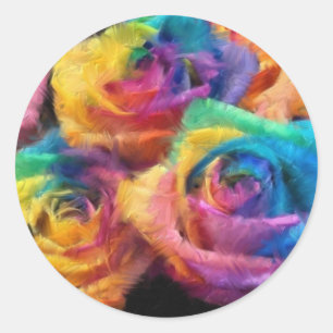 Painting of Rainbow Roses Stickers