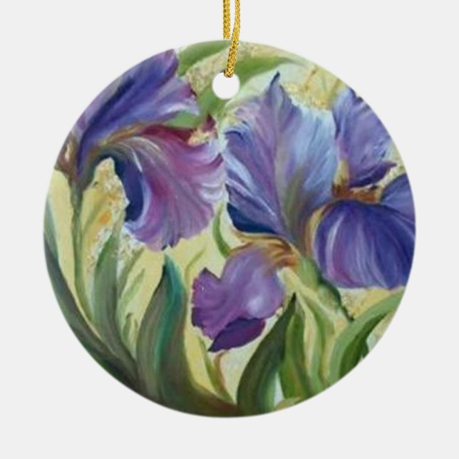 Painting of romantic irisis ceramic ornament (Front)