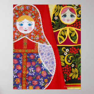 Painting of Russian Matryoshka doll Poster