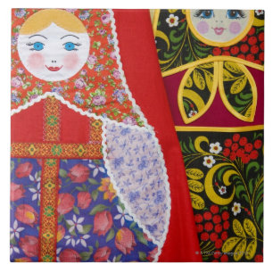 Painting of Russian Matryoshka doll Tile