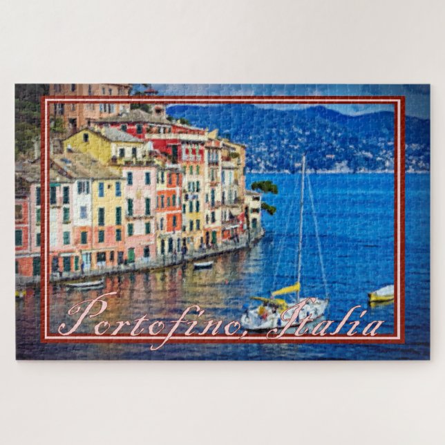 Painting of Sailing to Portofino, Italy - 20x30 Jigsaw Puzzle (Horizontal)