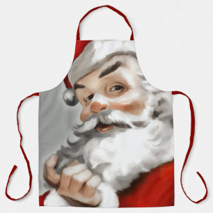 Painting of Santa Claus on Grey Apron
