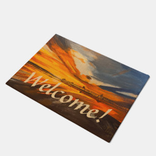 Painting of Scripps Pier, La Jolla, CA Doormat