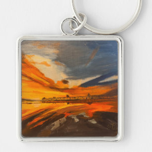 Painting of Scripps Pier, La Jolla, CA Key Ring