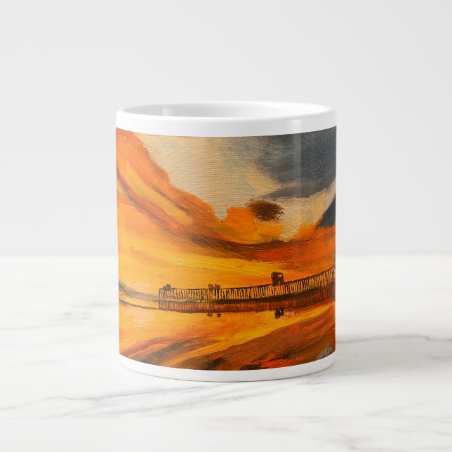 Painting of Scripps Pier, La Jolla, CA Large Coffee Mug (Front)