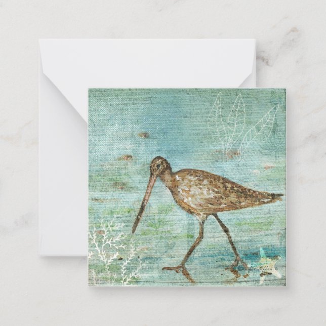 Painting Of Snipe Bird On Shore Card (Front)