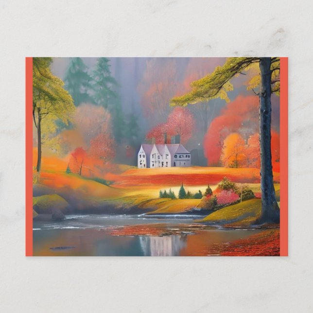  painting of sparse stone cottages  postcard (Front)