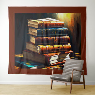 Painting of Stack of Old Books Tapestry