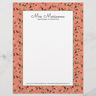 Painting of Toucans and Greenery Bird Pattern Custom Letterhead