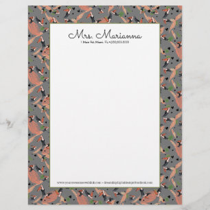 Painting of Toucans and Greenery Bird  Pattern Custom Letterhead