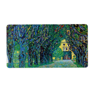 Painting of tree lined path Klimt art stickers