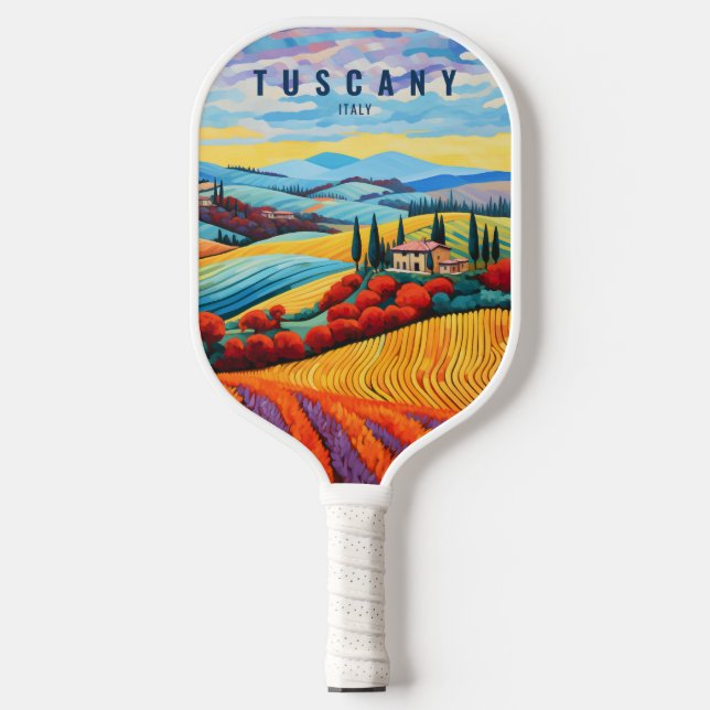 Painting of Tuscany at Sunset | Italy Travel Art Pickleball Paddle (Front)