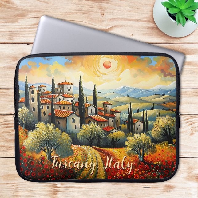 Painting of Tuscany in Autumn | Italy | Travel Art Laptop Sleeve (Painting of Tuscany in Autumn | Italy | Travel Art Laptop Sleeve)