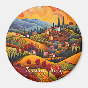 Painting of Tuscany in Autumn Italy Travel Art Magnet