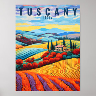 Painting of Tuscany in Autumn   Italy Travel   Art Poster