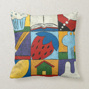 Painting of Various Objects by Chariklia Zarris Cushion