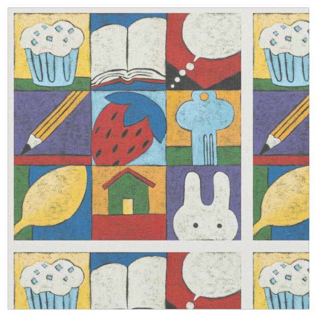 Painting of Various Objects by Chariklia Zarris Fabric (Close Up)