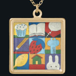 Painting of Various Objects by Chariklia Zarris Gold Plated Necklace<br><div class="desc">The various objects in this painting by Chariklia Zarris are done in a cartoonish manner,  making them fun and friendly for kids. Put this in your nursery or give it as a gift to friends who are expecting a child!</div>