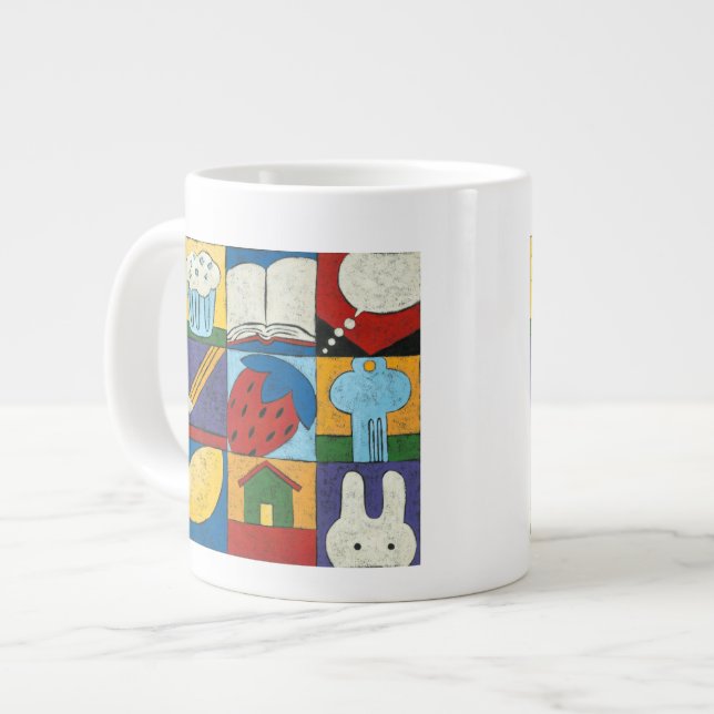 Painting of Various Objects by Chariklia Zarris Large Coffee Mug (Front Left)