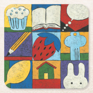 Painting of Various Objects by Chariklia Zarris Square Paper Coaster