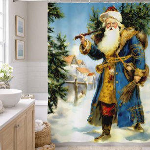 Painting of Vintage Father Christmas Shower Curtain