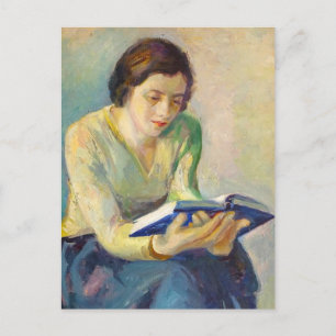 Painting of Woman Reading Postcard