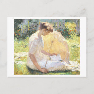 Painting of Woman Reading Postcard