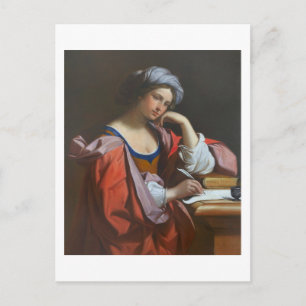 Painting of Woman Writing Postcard