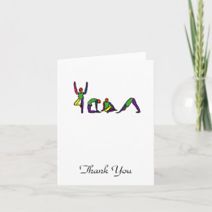 Painting of yoga poses spelling YOGA. Thank You Card