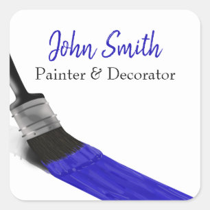 Painting Painter Service Company Brush Blue Square Sticker