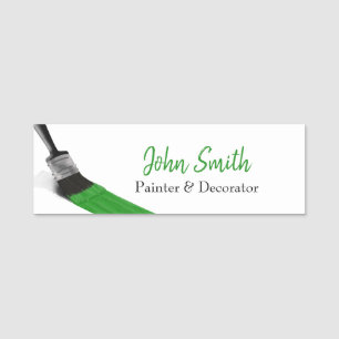 Painting Painter Service Company Brush Green Name Tag