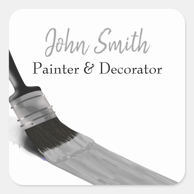 Painting Painter Service Company Brush Grey Square Sticker (Front)