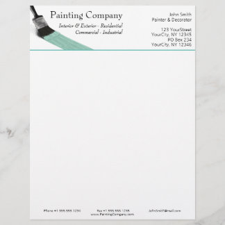 Painting Painter Service Company Brush Pastel Mint Custom Letterhead