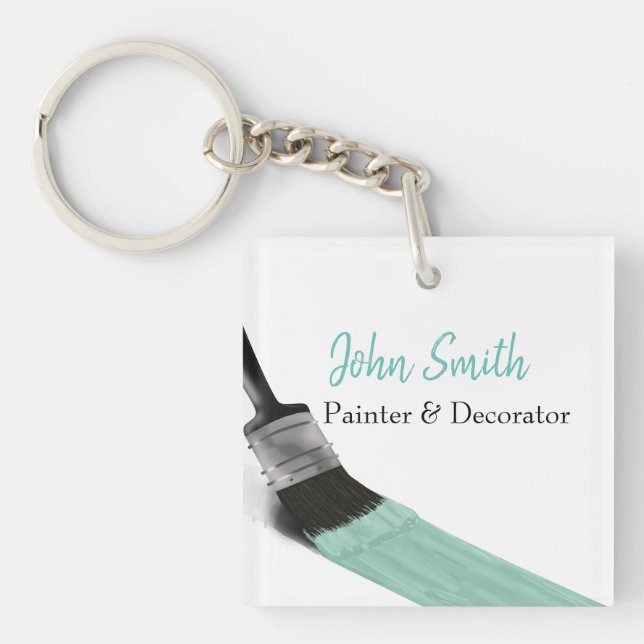 Painting Painter Service Company Brush Pastel Mint Key Ring (Front)