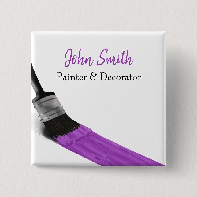 Painting Painter Service Company Brush Purple 15 Cm Square Badge (Front)