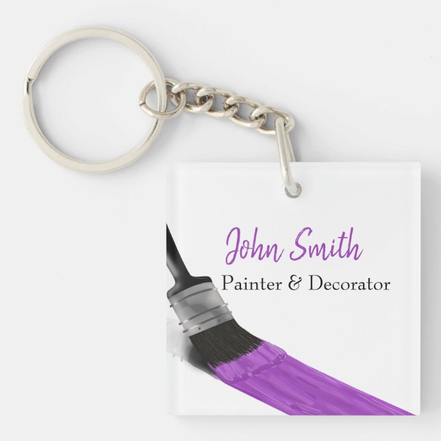 Painting Painter Service Company Brush Purple Key Ring (Front)