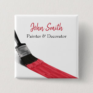 Painting Painter Service Company Brush Red 15 Cm Square Badge