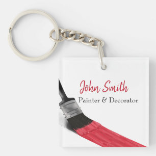 Painting Painter Service Company Brush Red Key Ring