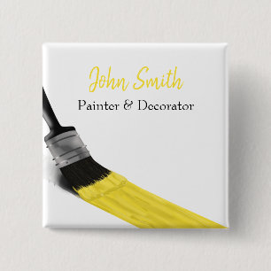 Painting Painter Service Company Brush Yellow 15 Cm Square Badge
