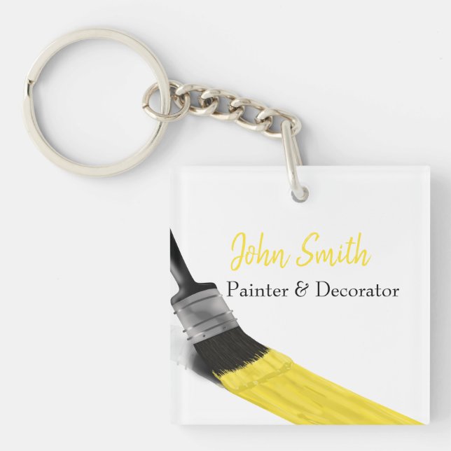 Painting Painter Service Company Brush Yellow Key Ring (Front)