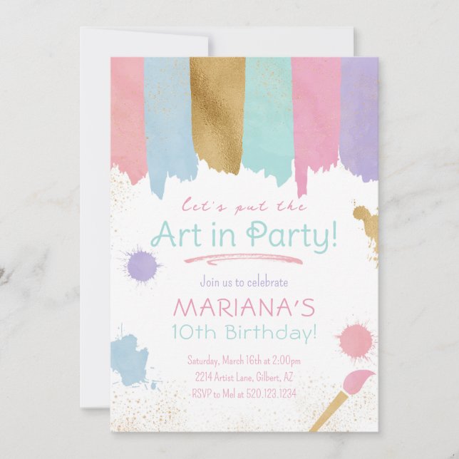 Painting Party Art Crafts Birthday Invitation (Front)