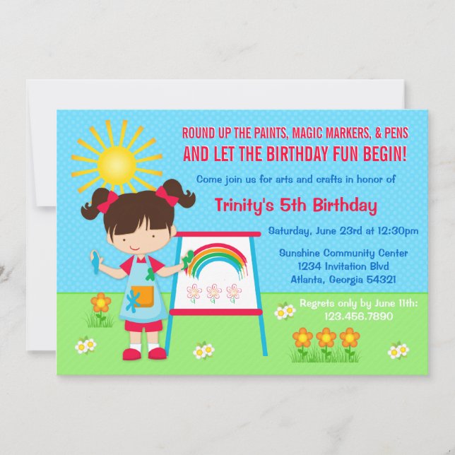 Painting Party Arts and Crafts Birthday Invite (Front)