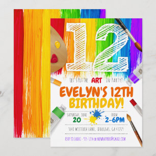 Painting Party Invitation, Art Birthday Party - 12 Invitation