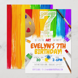 Painting Party Invitation, Art Birthday Party - 7 Invitation