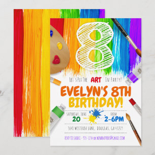 Painting Party Invitation, Art Birthday Party - 8 Invitation